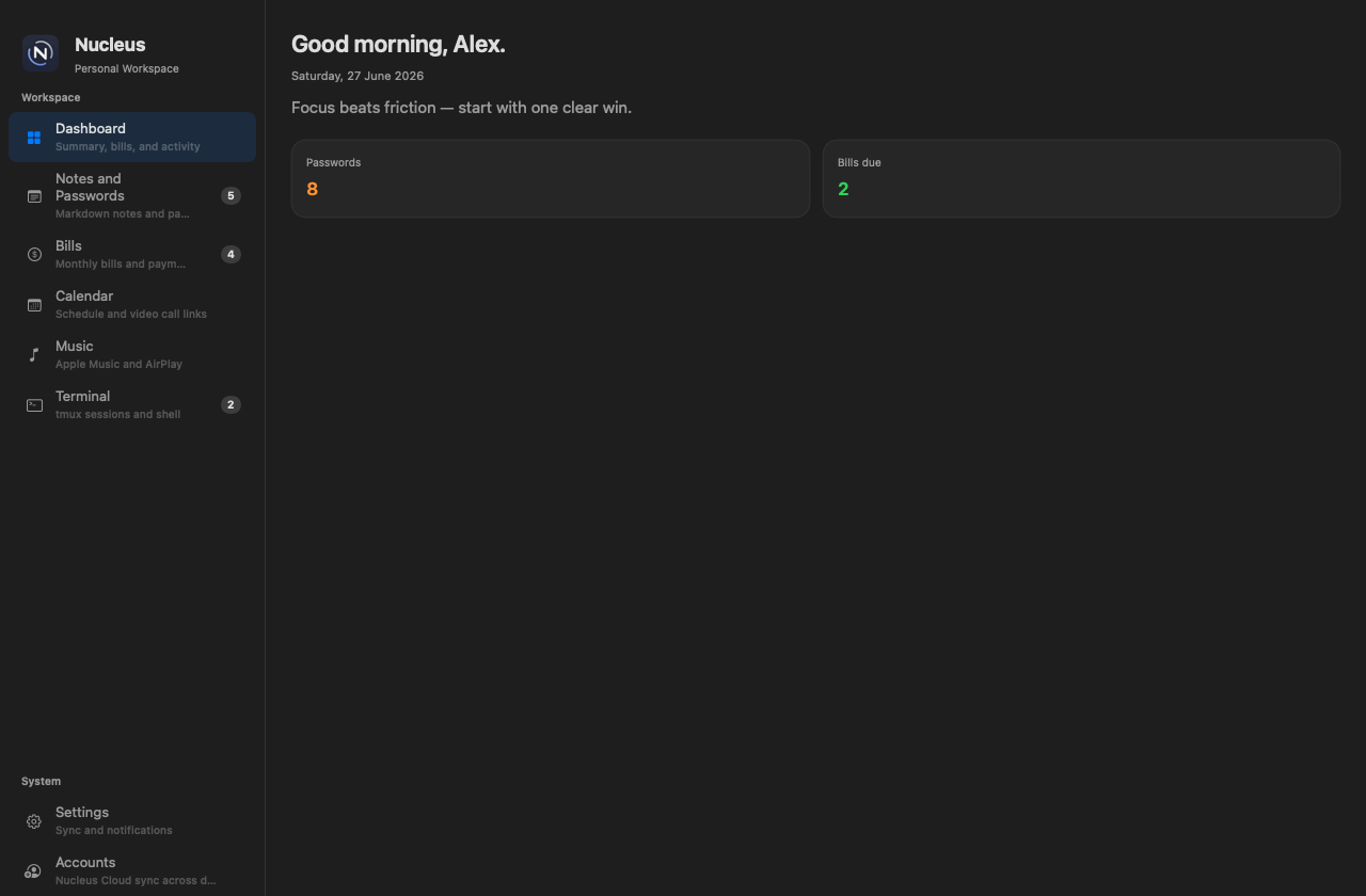 Nucleus Inbox with Personal, Work, and Client account tabs